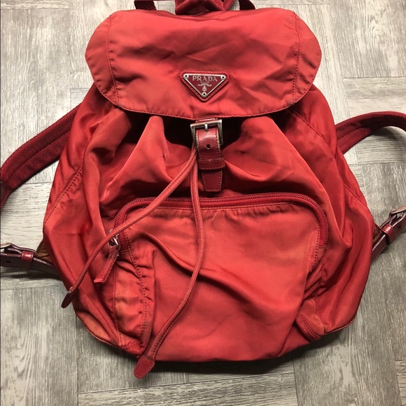 prada red nylon backpack